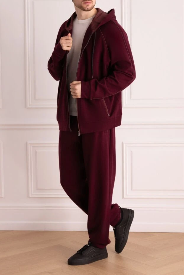 Bilancioni man men's sports suit made of wool, cotton and polyamide, burgundy купить с ценами и фото 160150 - photo 2