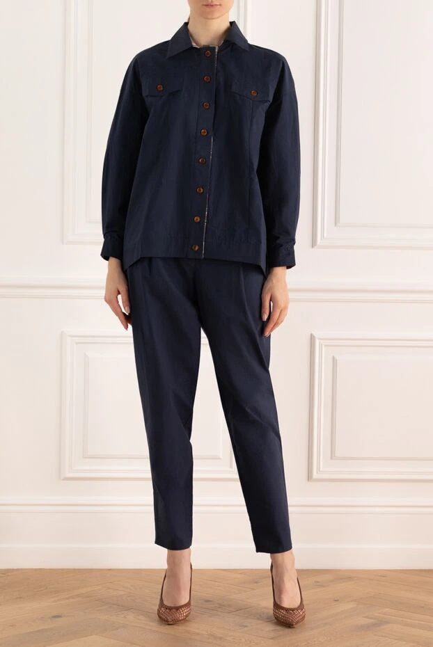 Re Vera woman women's blue cotton trouser suit купить с ценами и фото 160153 - photo 2