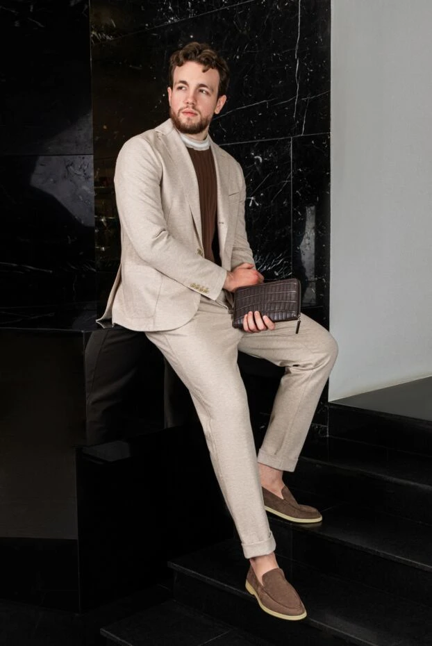 Cesare di Napoli клатч-кошелек темно-коричневый мужской из кожи крокодила на молнии 160247 - фото 3