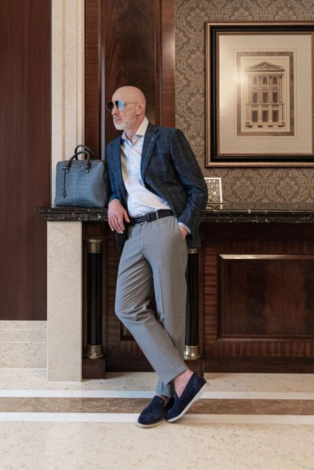 Иыққа ілінетін қою көк қолтырауын былғары портфелі ерлерге арналған - фото 2