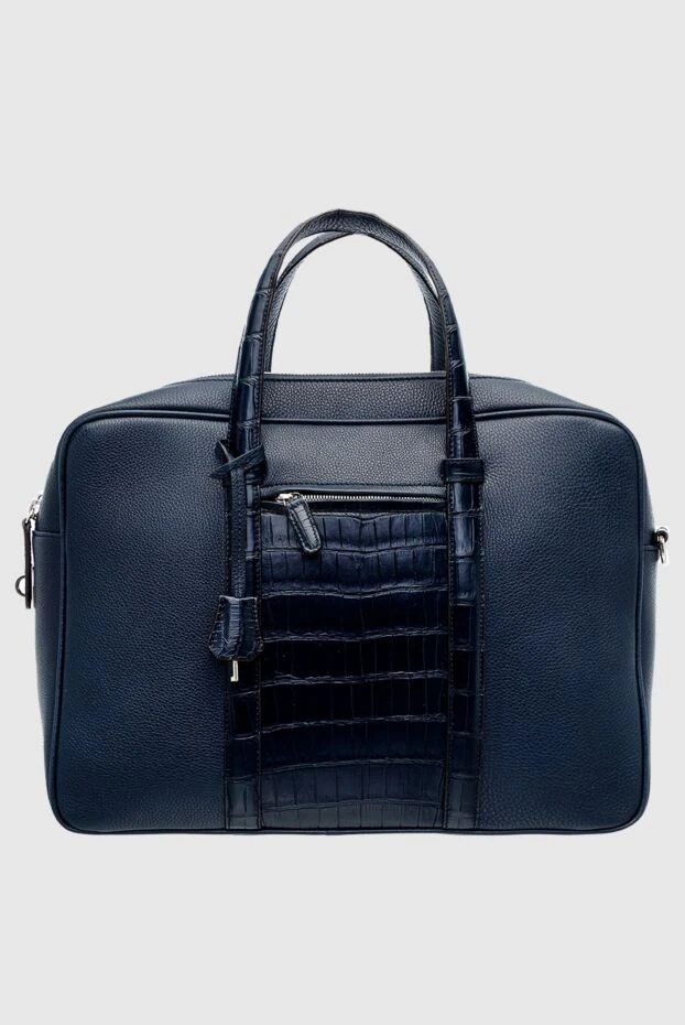 Cesare di Napoli man blue leather briefcase for men купить с ценами и фото 160249 - photo 1