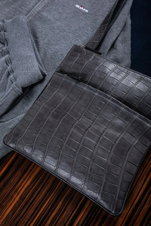 Cesare di Napoli ерлерге арналған қоңыр текстуралы былғары иық сөмкесі 160250 - фото 3