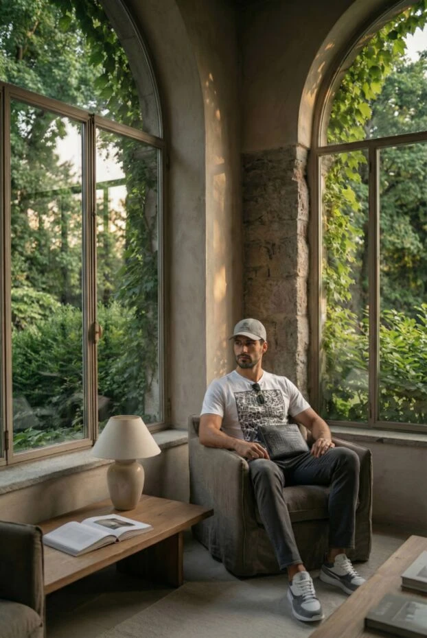 Сумка через плечо из фактурной кожи коричневая мужская - фото 2