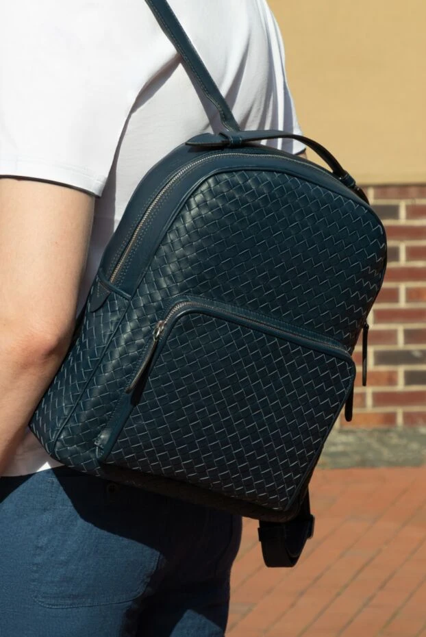 Cesare di Napoli рюкзак из кожи синий мужской 160261 - фото 2