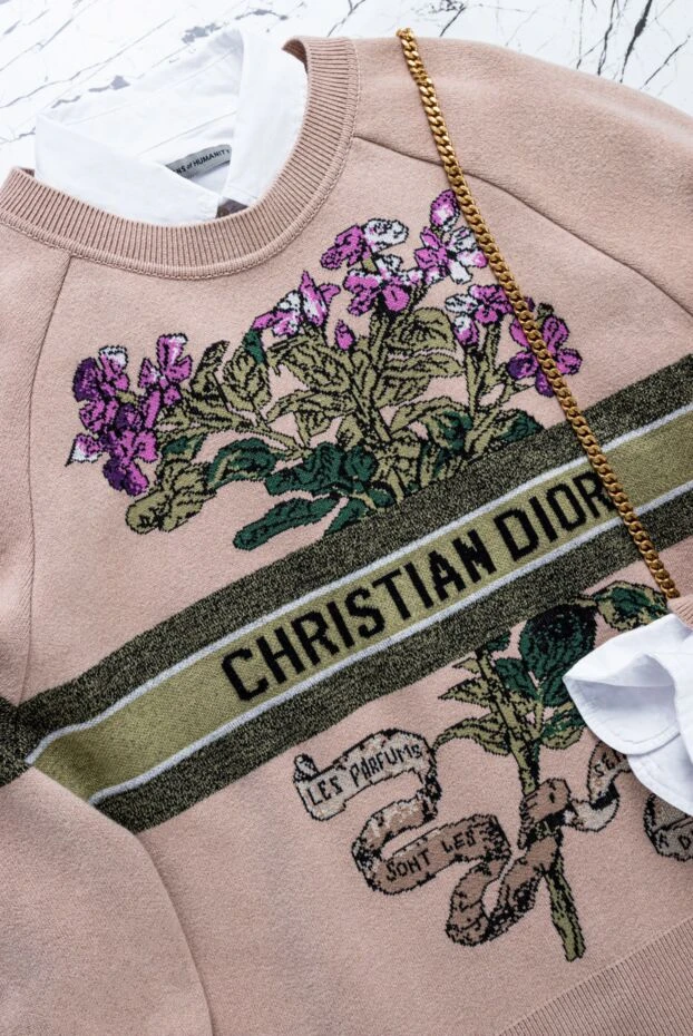 Әйелдерге арналған қызғылт кашемирден және жүннен жасалған жемпір - фото 2