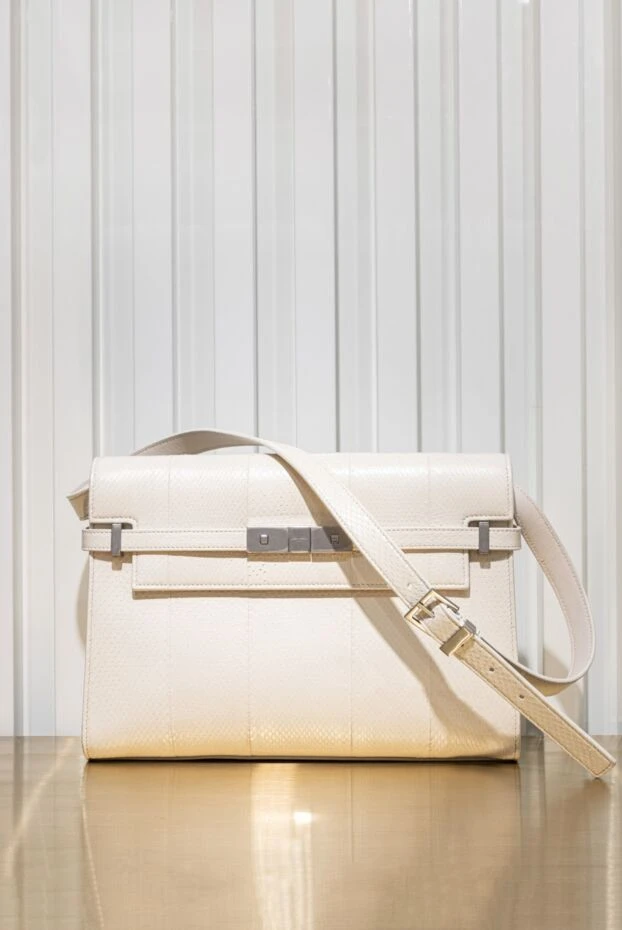 Saint Laurent сумка женская белая manhattan с клапаном 160314 - фото 2