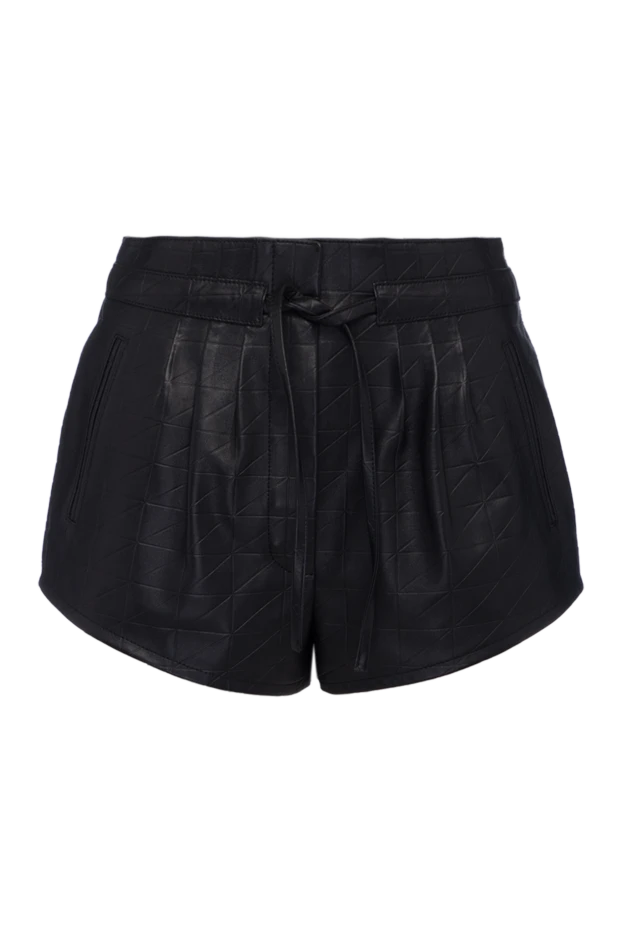 Кожаные шорты на завязке черные женские - фото 1