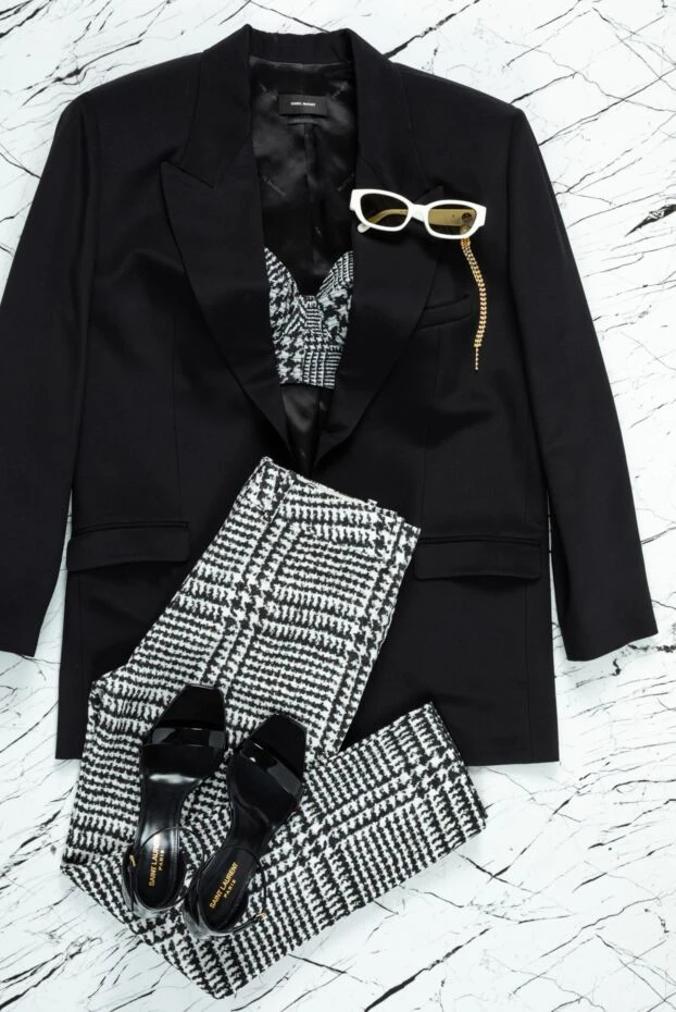 Жакет из ацетата и шелка черный женский - фото 2