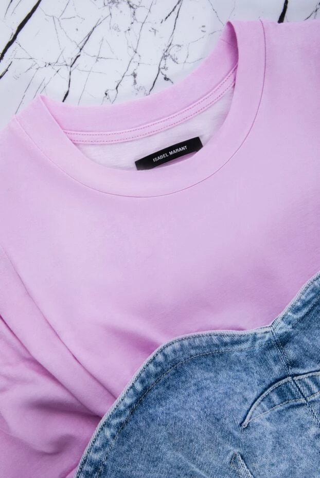 Isabel Marant футболка женская хлопковая розовая укороченная 160379 - фото 2
