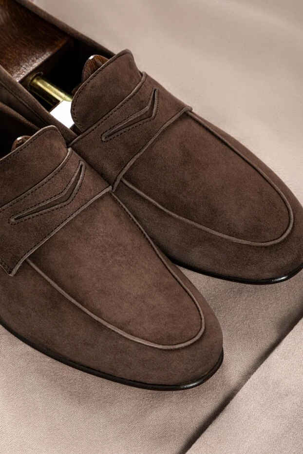Andrea Ventura brown suede penny loafers with classic strap for men 160388 - photo 2
