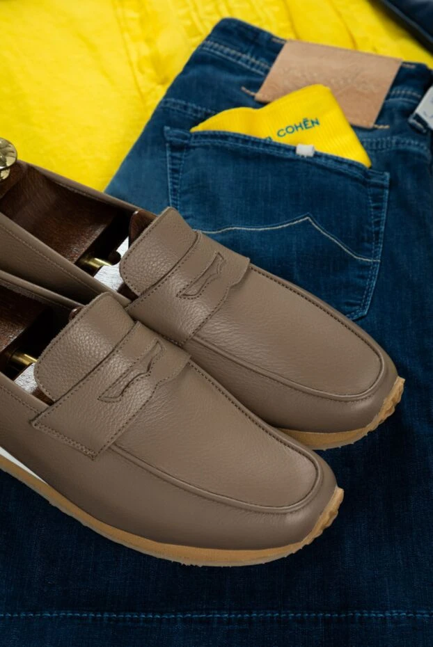 Andrea Ventura драйверы из кожи бежевые мужские 160417 - фото 2