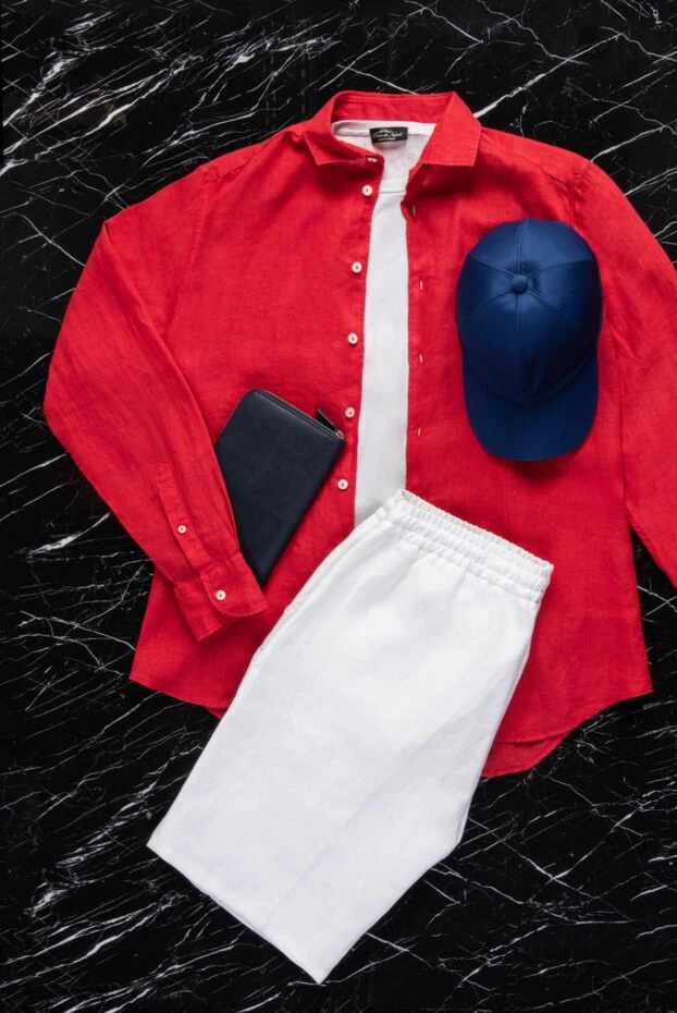 MC2 Saint Barth men's premium linen shirt in deep red shade
160443 - photo 2