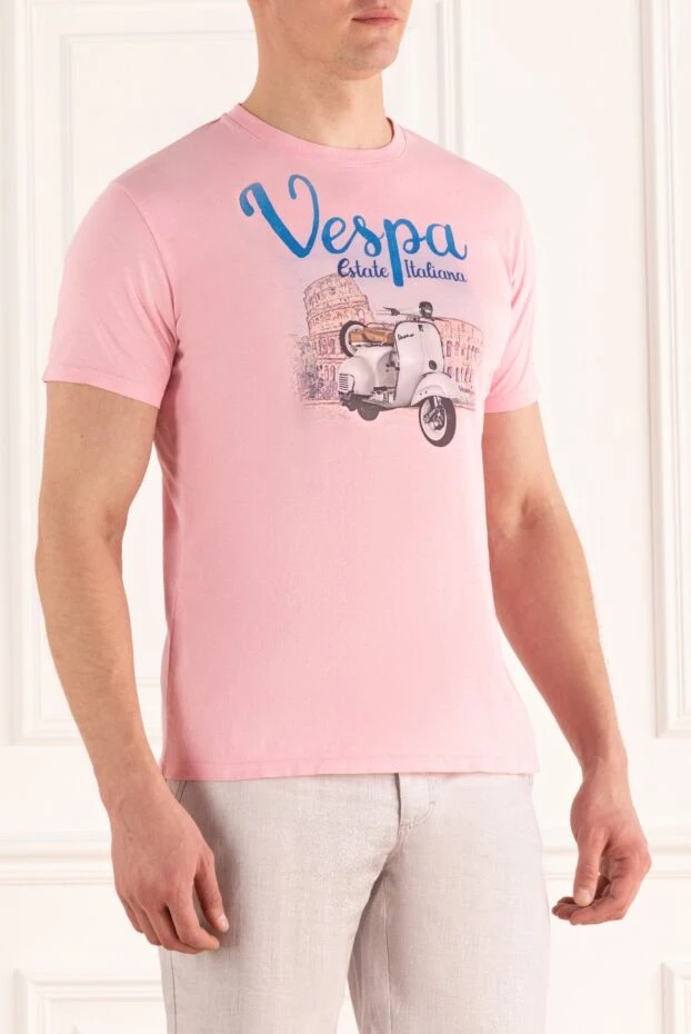 MC2 Saint Barth розовая мужская футболка с надписью estate italiana и классической vespa 196339 - photo 3