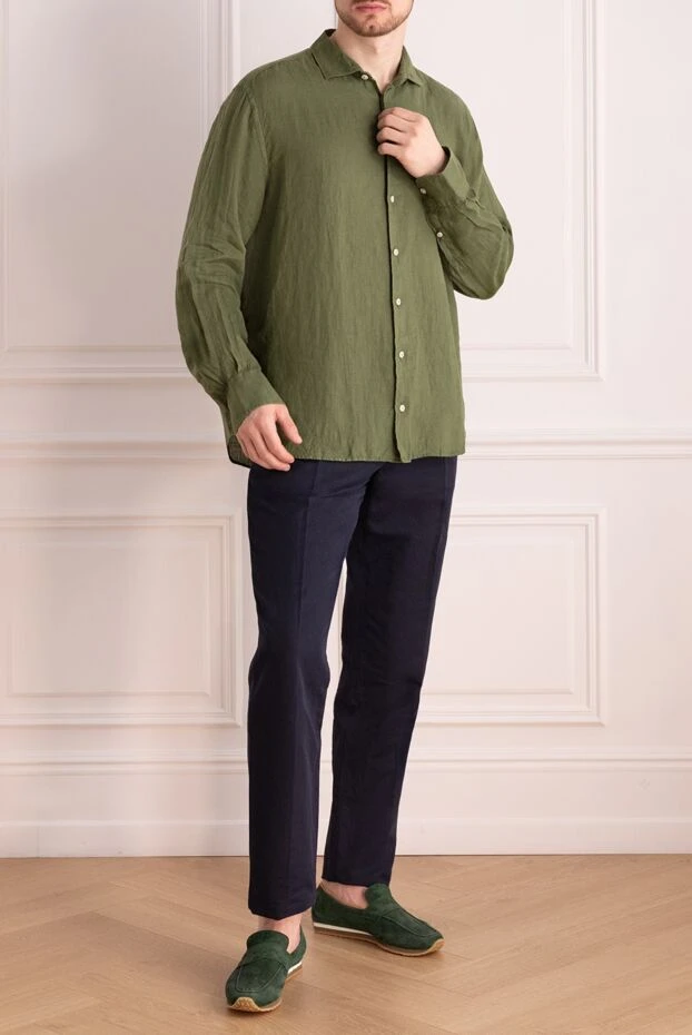 MC2 Saint Barth man men's green linen shirt купить с ценами и фото 160453 - photo 2