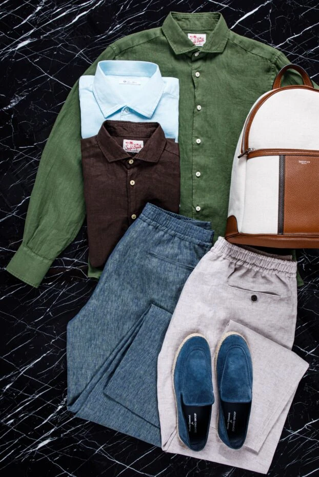 MC2 Saint Barth men's linen shirt in khaki green
 160453 - photo 3