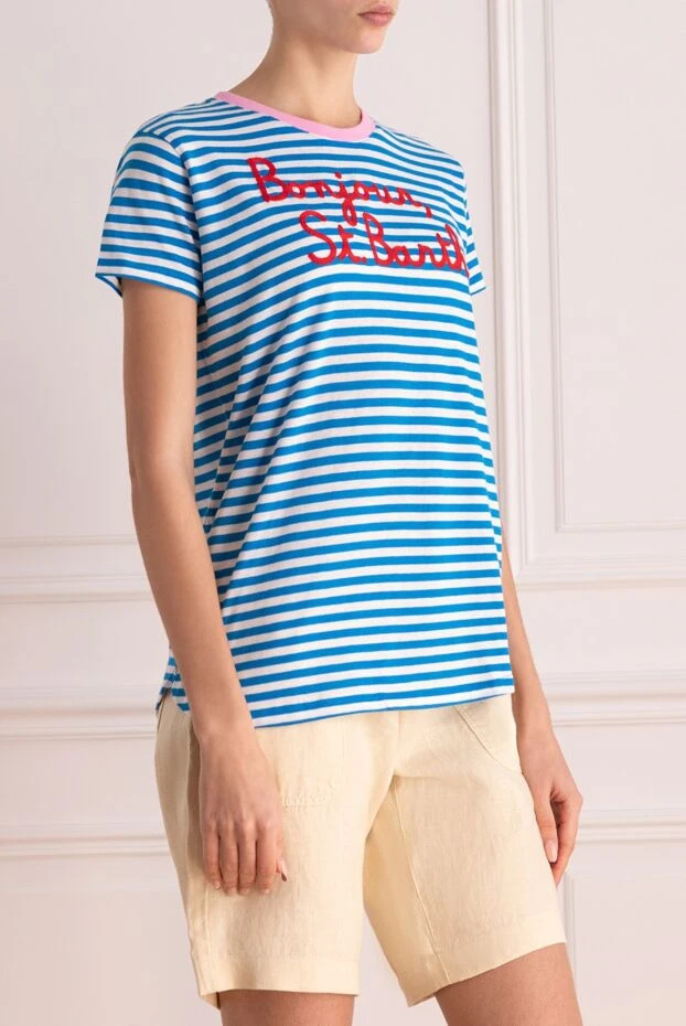 MC2 Saint Barth t-shirt women's cotton with blue stripes 160472 - photo 3