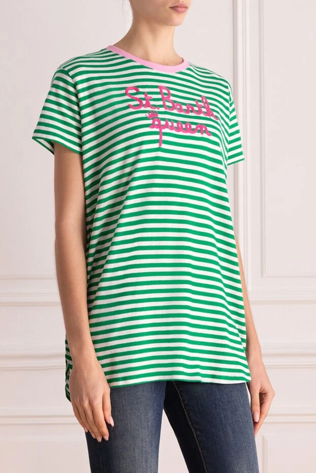 MC2 Saint Barth t-shirt women's cotton with green stripes 160474 - photo 3