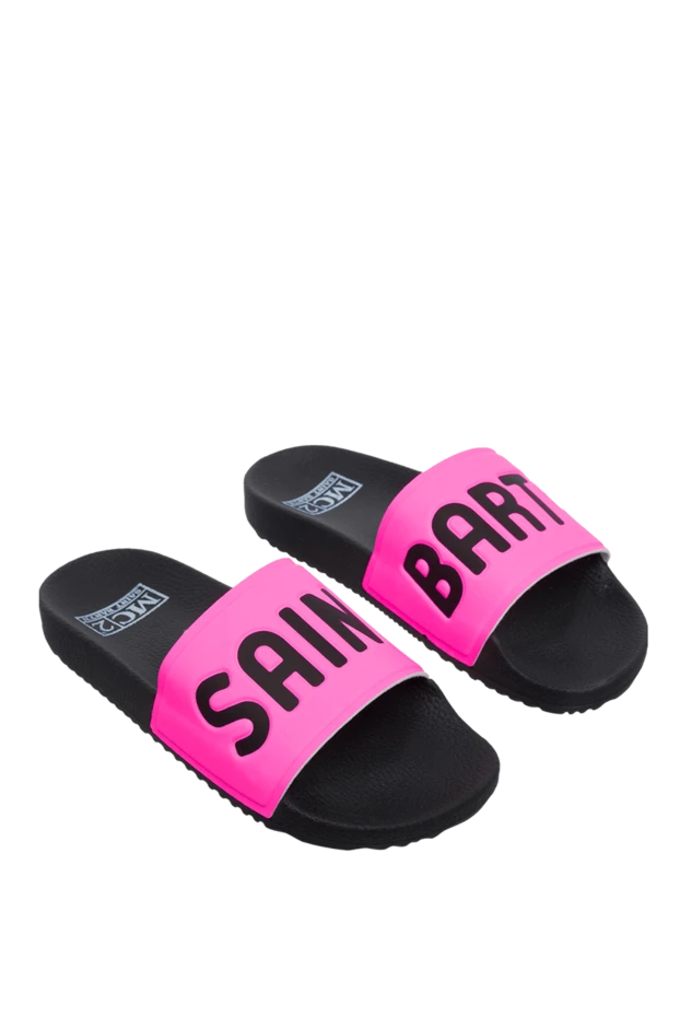 MC2 Saint Barth шлепанцы женские с розовым верхом и логотипом черные 160487 - фото 3
