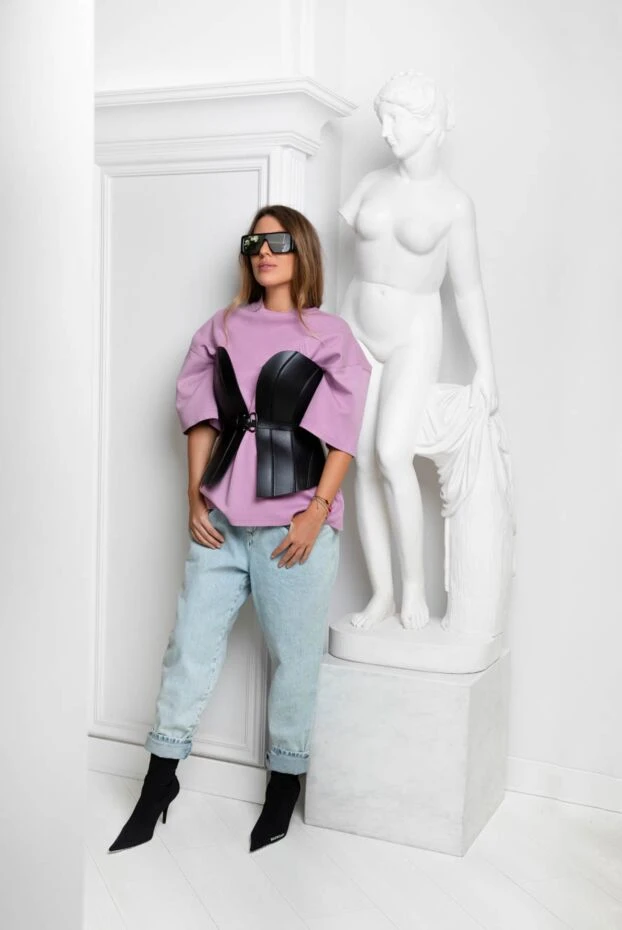 The Attico свитшот из хлопка и лайкры фиолетовый женский 160496 - фото 2