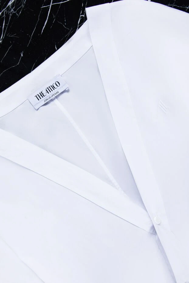 Көлемді жеңдері бар мақтадан жасалған әйелдер блузкасы ақ - фото 2