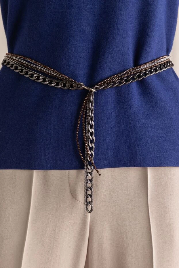 Panicale chain belt for women gray made of metal and rhinestones 160563 - photo 3