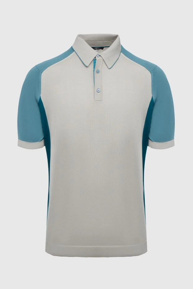 Поло из шелка и кожи крокодила серое мужское - фото 1