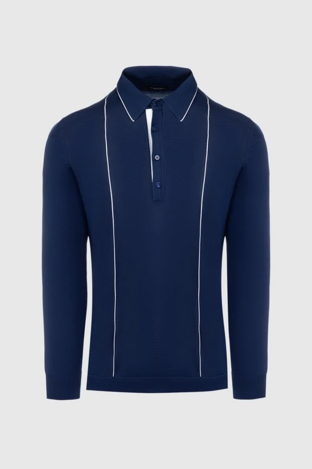 Stefano Ricci поло с длинным рукавом из шелка и кожи крокодила синее мужское 160577 - фото 1