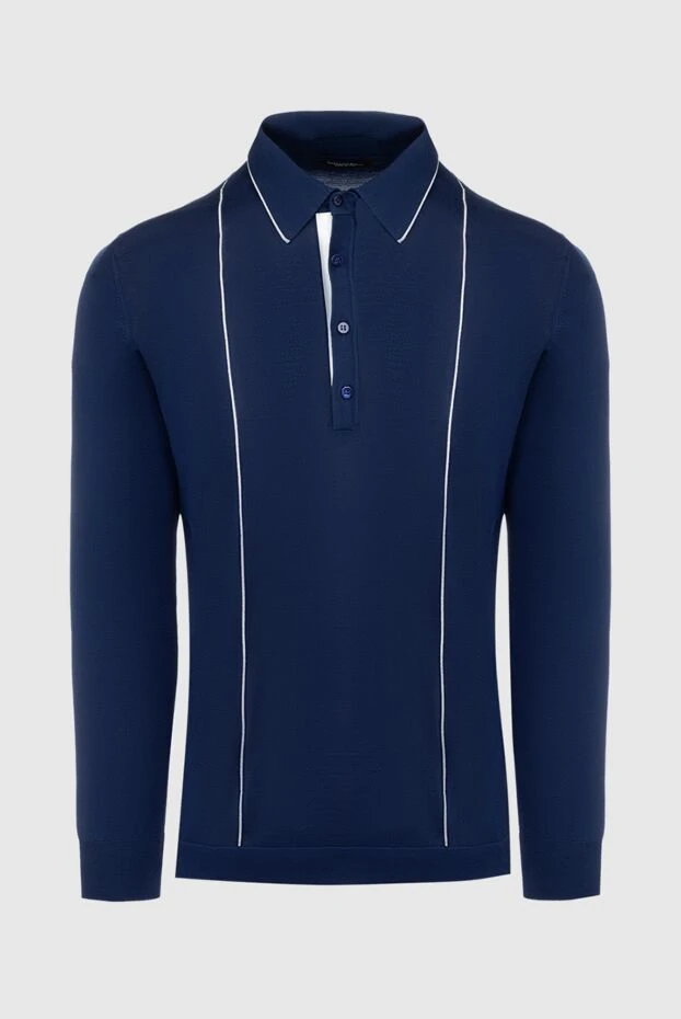 Stefano Ricci поло с длинным рукавом из шелка и кожи крокодила синее мужское 160577 - фото 1