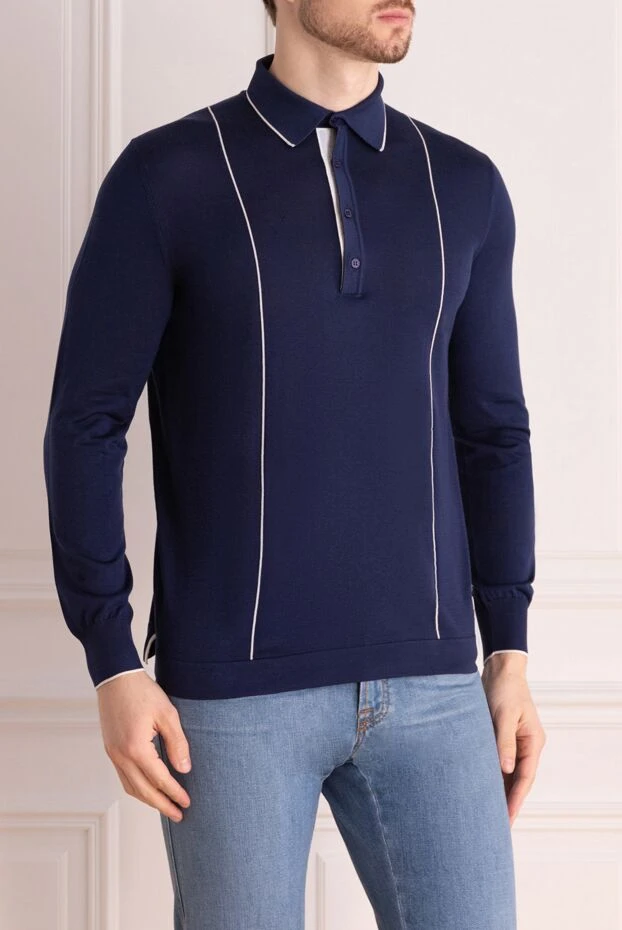 Stefano Ricci поло с длинным рукавом из шелка и кожи крокодила синее мужское 160577 - фото 3