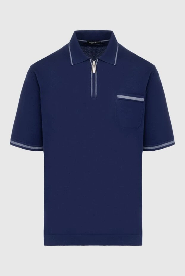 Stefano Ricci сыдырмасы және кеуде қалтасы бар қою көк түсті поло жейде 160578 - фото 1