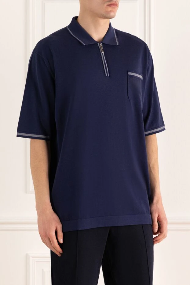 Stefano Ricci сыдырмасы және кеуде қалтасы бар қою көк түсті поло жейде 160578 - фото 3