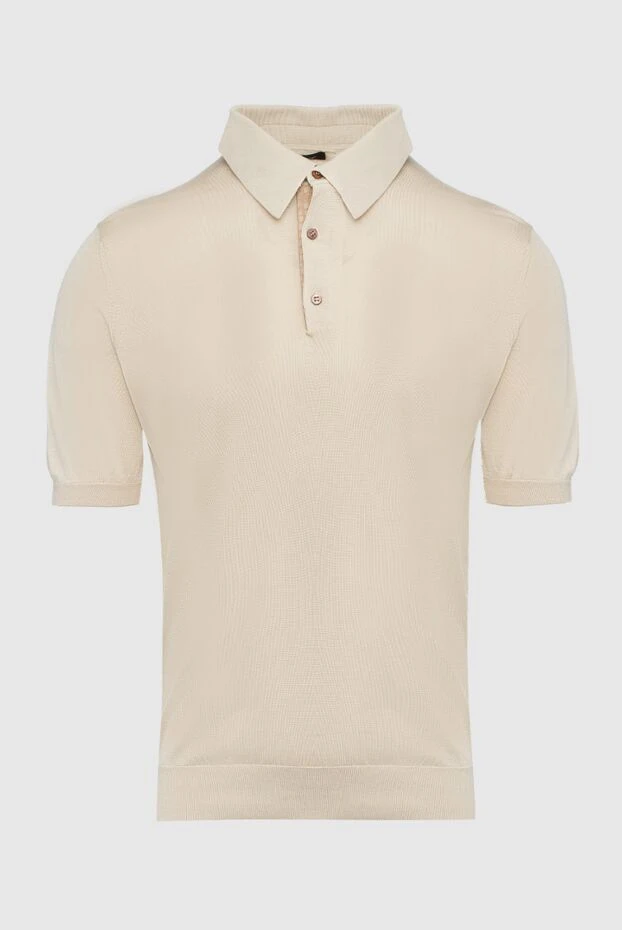 Поло из шелка и кожи крокодила бежевое мужское - фото 1