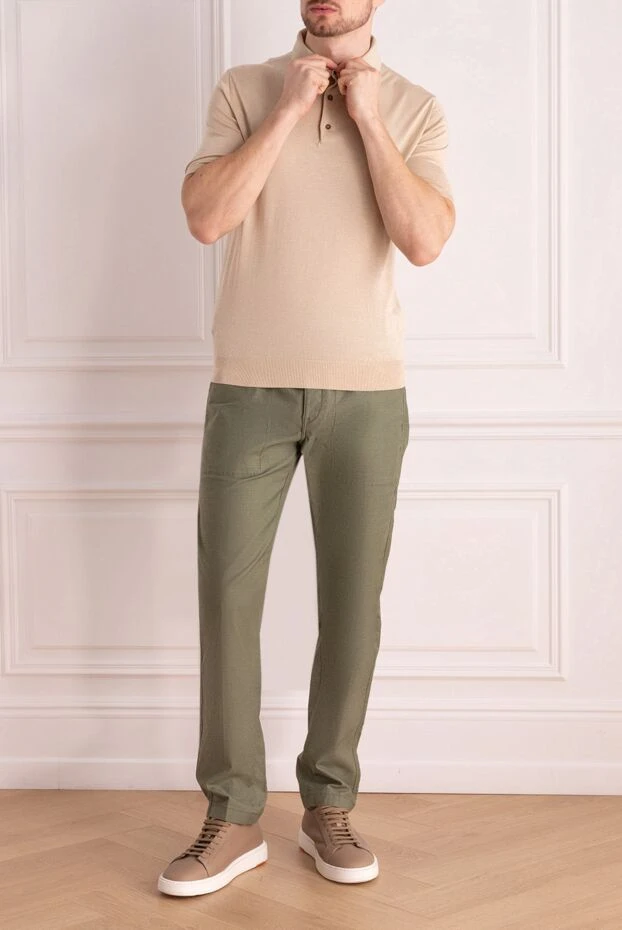 Stefano Ricci beige men's silk and crocodile leather polo 160582 - photo 3