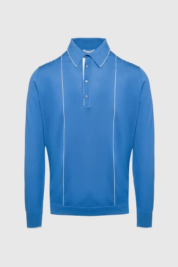 Stefano Ricci поло с длинным рукавом из шелка и кожи крокодила голубое мужское 160595 - фото 1