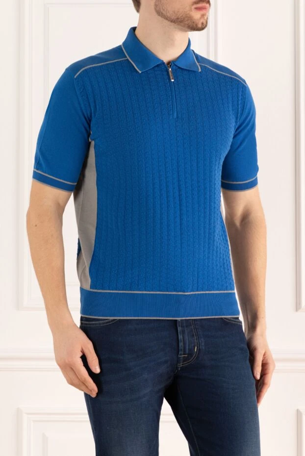 Stefano Ricci поло из хлопка синее мужское 160598 - фото 3