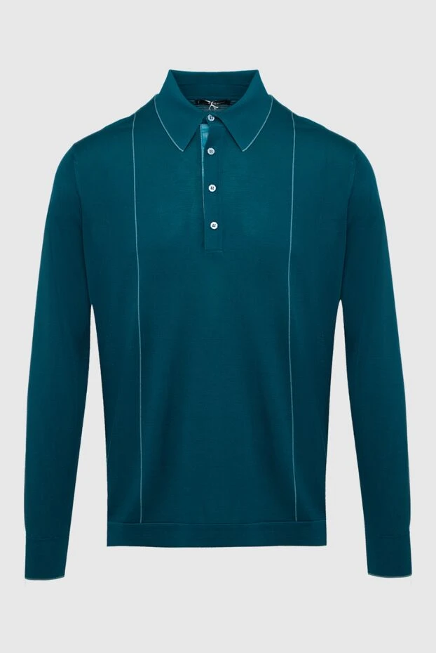 Поло с длинным рукавом из шелка и кожи крокодила зеленое мужское - фото 1