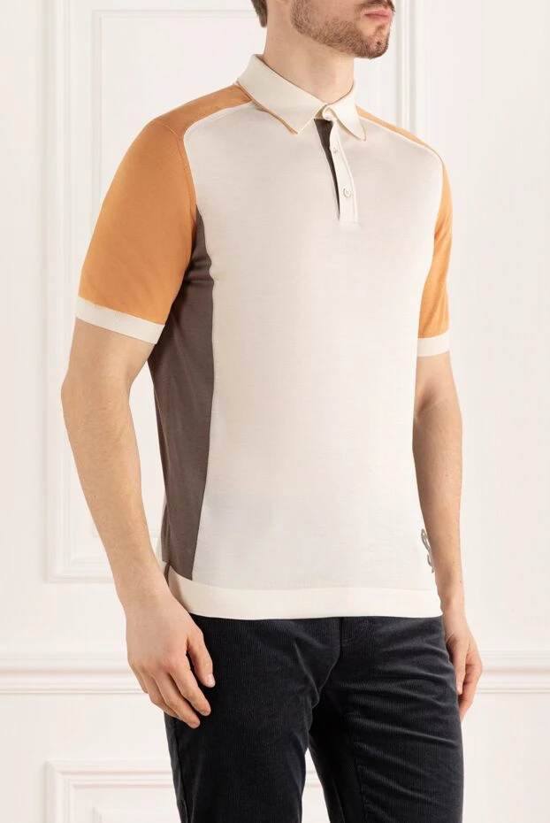 Stefano Ricci silk polo shirt with crocodile leather inserts in a contrasting color scheme
 160601 - photo 3