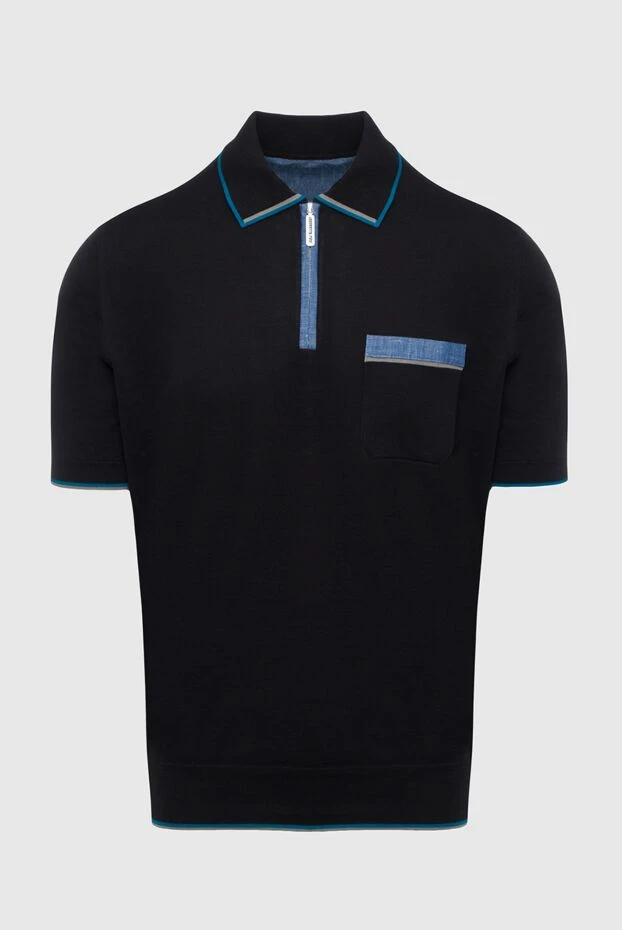 Поло из хлопка черное мужское - фото 1