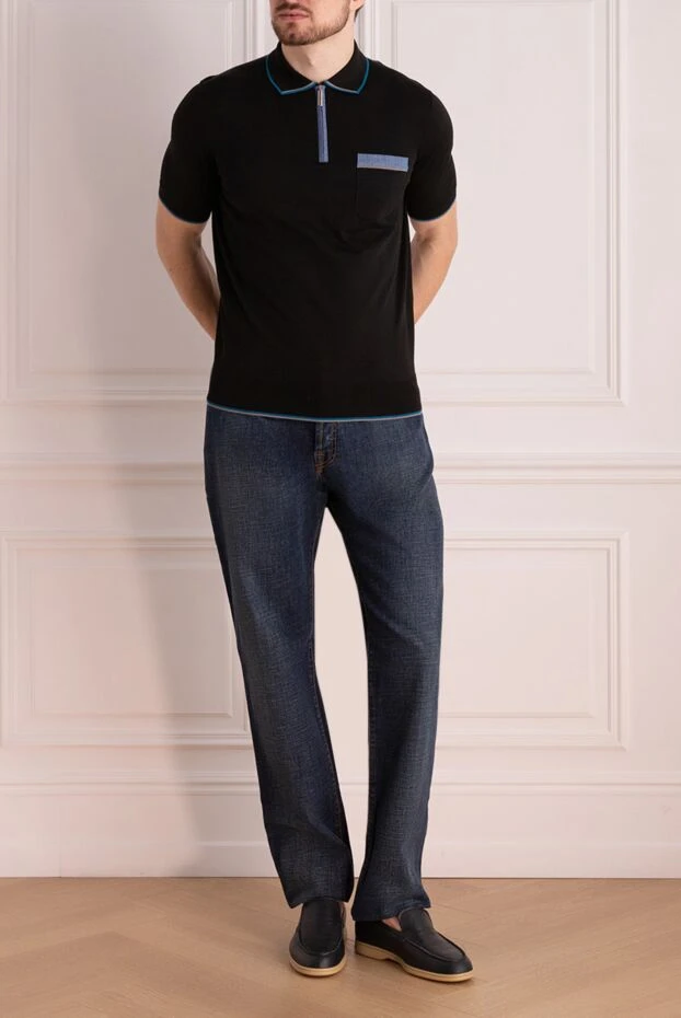 Поло из хлопка черное мужское - фото 2