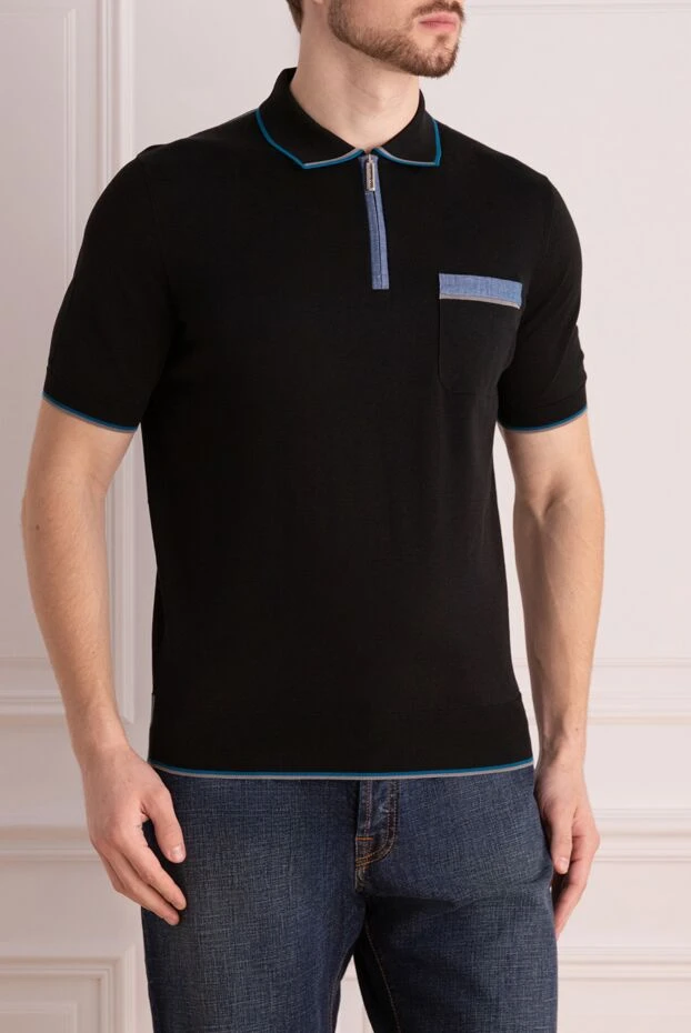 Stefano Ricci black cotton polo shirt for men 160607 - photo 3