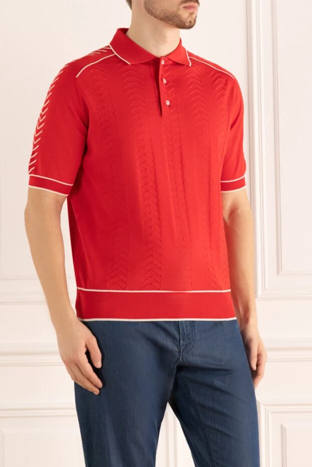 Stefano Ricci поло из красного хлопка с контрастной белой отделкой
 160611 - фото 3