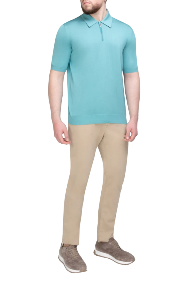 Stefano Ricci поло из шелка и кожи крокодила зеленое мужское 160624 - фото 2