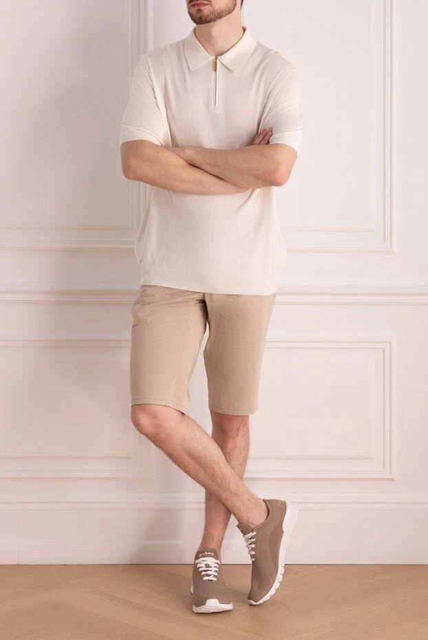 Stefano Ricci поло из шелка молочного цвета с воротником и молнией
160632 - фото 2