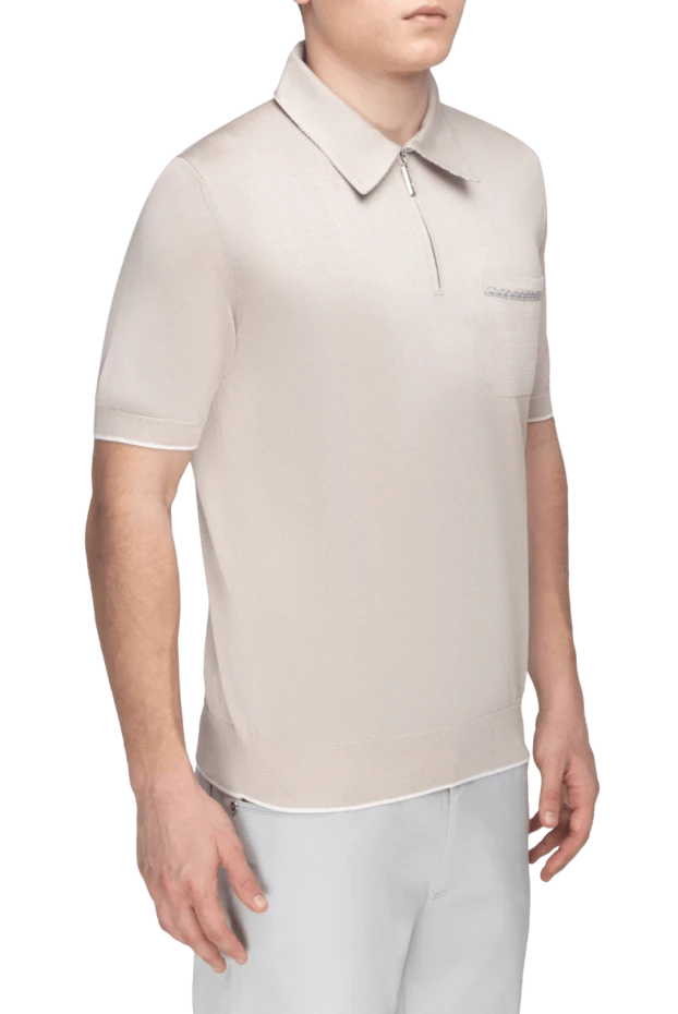 Stefano Ricci поло из шелка бежевое мужское 160648 - фото 3