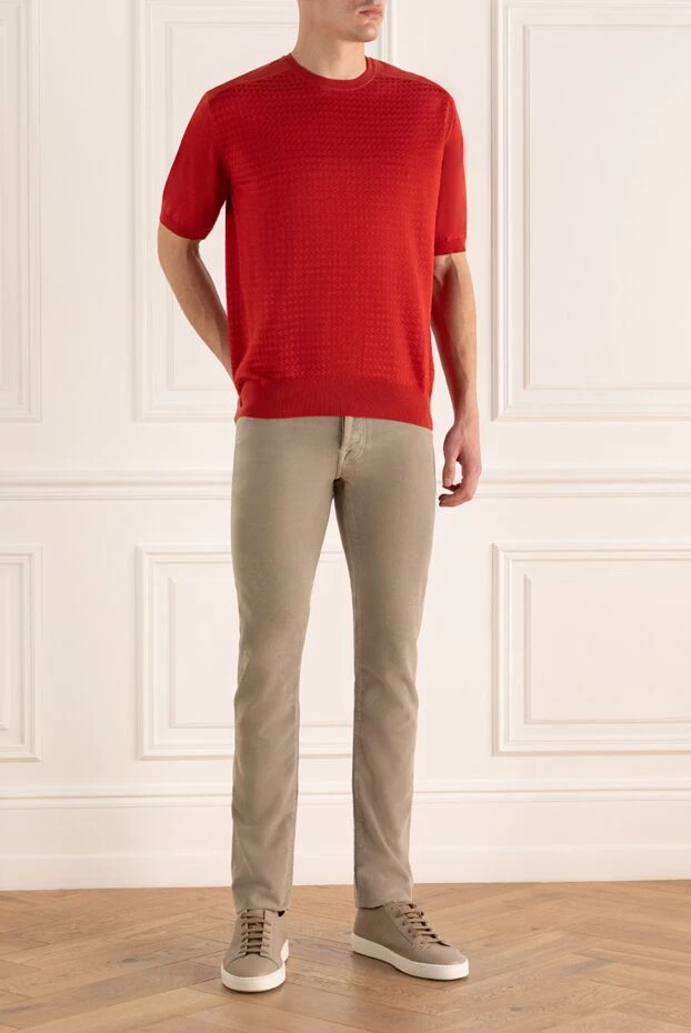 Short-sleeved jumper made of cotton, silk and linen. - photo 2