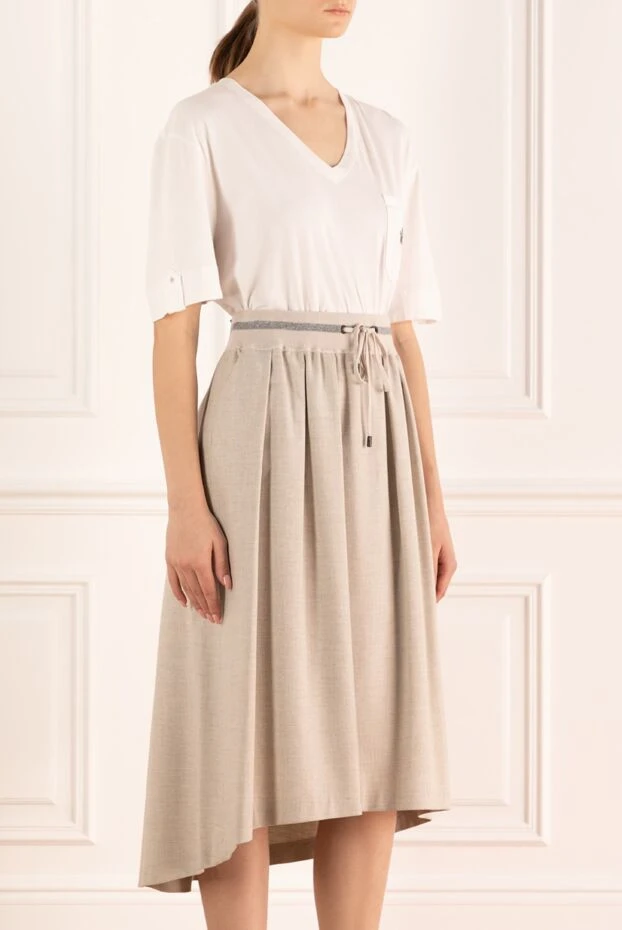 Lorena Antoniazzi футболка ақ әйелдерге арналған ұзын v-пішінді жағалы және қалташықпен 160688 - фото 3