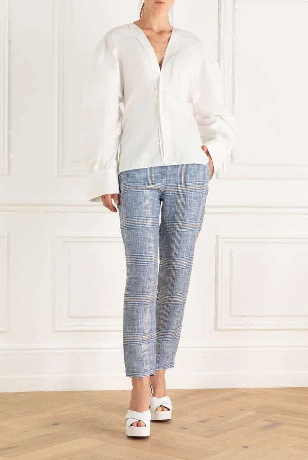 Lorena Antoniazzi woman blue linen trousers for women купить с ценами и фото 160698 - photo 2