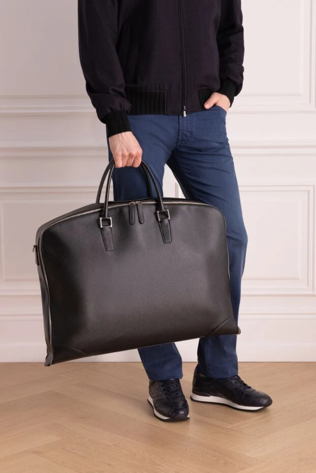 Cesare di Napoli man black leather bag for men купить с ценами и фото 160730 - photo 2