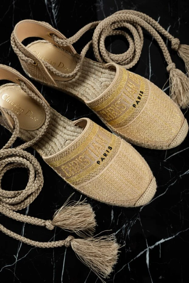 Dior эспадрильи женские желтые из текстиля с логотипом 160774 - фото 2