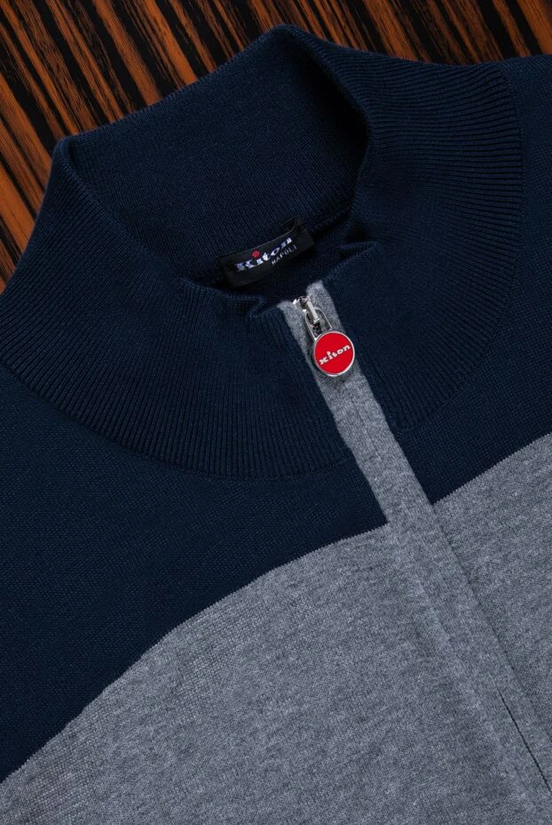 Kiton мақтадан тігілген ерлер костюмі, сұр түсті қою көк түсті кірістірулері және логотипі
 160788 - фото 3